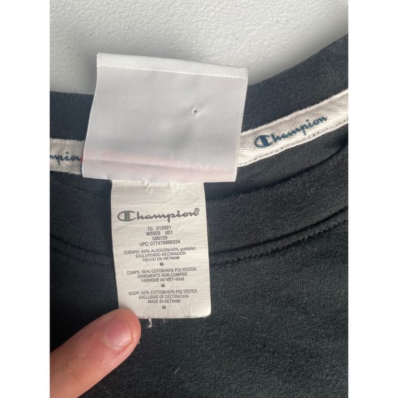 Champion Pocket T-Shirt Black Menswear Short Sleeve Crew Neck Medium - Picture 4 of 5